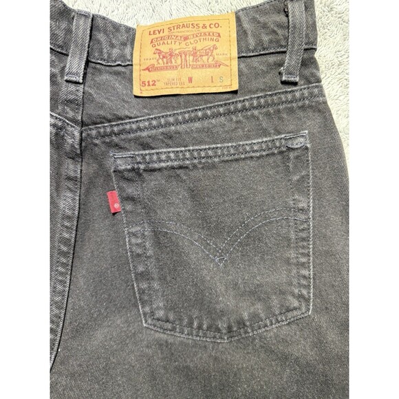 Vintage 90s Levis 512 Black Denim Jean Womens 28x28 Slim Fit Straight USA Made - Picture 11 of 14